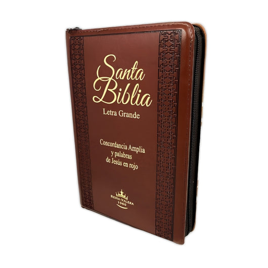 Biblia Reina Valera 1960 Letra Grande con Cierre, Piel Marrón