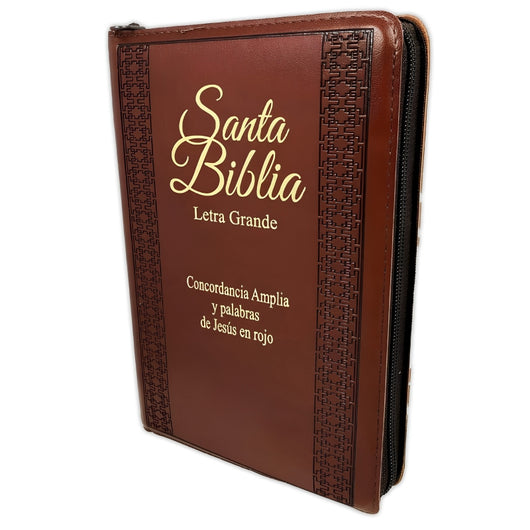 Biblia Reina Valera 1960 Letra Grande con Cierre, Piel Marrón