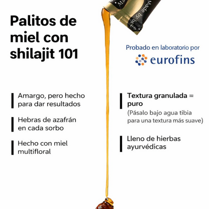 Palitos de Miel GOLD con Shilajit del Himalaya