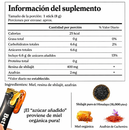 Palitos de Miel GOLD con Shilajit del Himalaya