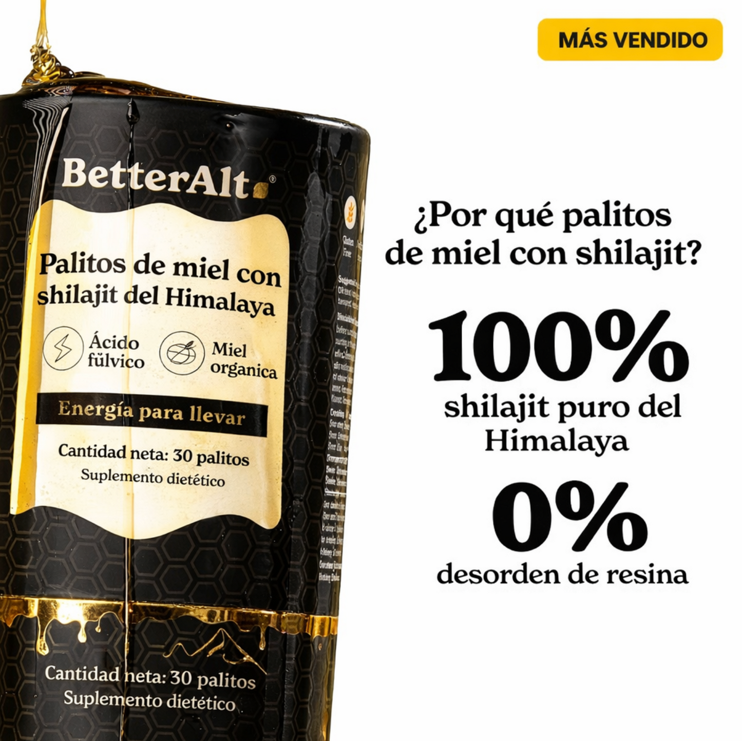 Palitos de Miel GOLD con Shilajit del Himalaya